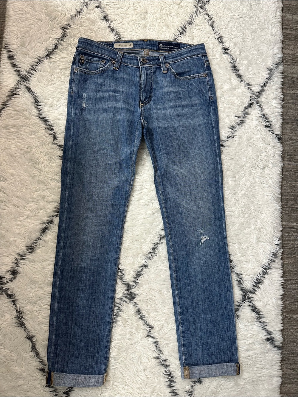 Ag Adriano Goldschmied Straight Leg Jeans in Medium Blue